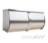 JIQILIHAI Double Roll Toilet Paper Dispenser, Stainless Steel Commercial Toilet Paper Holder Wall Mount, Side by Side 2-Roll Waterproof Toilet Tissue Holder with Shelf for Bathroom Restroom