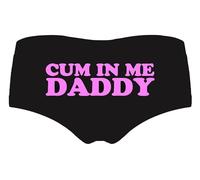 JIQIMEI Women's Underpants Funny Panties, Soft and comfortable Low rise sexy, Give her a gift of love, Cum in Me Daddy（pink）, L