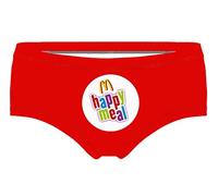 JIQIMEI Women's Underpants Funny Panties, Soft and comfortable Low rise sexy, Give her a gift of love, Happy Meal, M