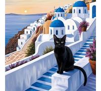 Jiqinsiye 5D Diamond Painting Kit for Adults,Diamond Art Kits for Beginner,Gem Art,Crystal Art Kits Full Round Drill for Home Wall Decor Gifts for Women, Men (Santorini)