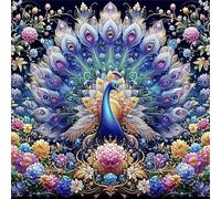 Jiqinsiye 5D Diamond Painting Kit for Adults,Diamond Art Kits for Beginner,Gem Art,Crystal Art Kits Full Round Drill for Home Wall Decor Gifts for Women, Men (Peacock)