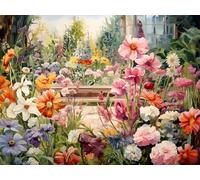 Jiqinsiye 5D DIY Diamond Painting Kit for Adults Flowers,Garden Diamond Art Kits for Beginner,Mixed Summer Blooms Painting by Diamonds,Gem Art Kits Round Drill for Home Wall Decor Gifts for Women, Men