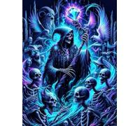 Jiqinsiye 5D Skeleton Diamond Painting for Adults,Gothic Diamond Art Kits | DIY Grim Reaper Painting by Diamonds,Dark Fantasy Gem Art Kits Round Drill for Home Wall Decor Gifts for Men