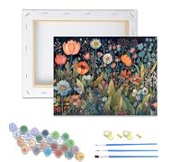 Jiqinsiye Adults Paint by Number Kits,Framed Painting by Numbers Kits on Canvas,Color by Numbers Adult Watercolor Gifts for Friends Wall Decor (Flower)