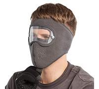 Jiqoe Unisex Winter Cycling Windproof Full Face Mask With Detachable Clear Eye Shield Goggles Anti-Fog Fleece Balaclava Detachable Clear Eye Shield