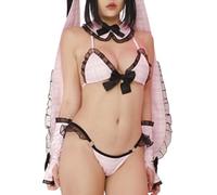 Jirai Kei Bikini Set - Kawaii Anime Cosplay Swimwear - Japanese Style Costume - Original Lingerie for Women, Pink, 3XL/4XL