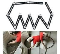 JIRENSH Multi Angle Measuring Ruler Aluminum Alloy, Accurate Measurement, Suitable for Handymen, Construction Workers, Carpenters, Tilers, Craftsmen, 17.5 cm, Black, Folding Ruler