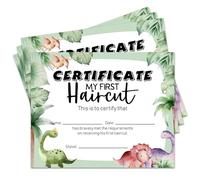 JIRIM-BEUTY 25 Dinasour Kids First Haircut Certificate My First Haircut Certificate Award for Baby Boys Kids First Haircut Keepsake Certificate Milestone Marker First Haircut Award for Hair Salon 8