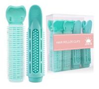 JIRIS 4PCS Volumizing Hair Clips for Root Lift & Volume - Instant Bangs Roller Clips for Effortless Curls & Lift - Velcro Rollers For Hair - Hair Rollers For Women - Cyan