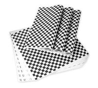 JIRNGLA 100pcs Deli Paper Sheets 12x12"", Premium Food Basket Liners, Grease Resistant Wax Paper Sheets for Food, Classic Checkered Sandwich Wrapping Paper (Black & White Checkered)