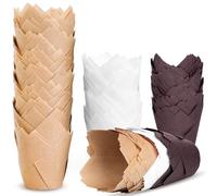 JIRNGLA 200pcs Tulip Cupcake Liners, Premium Muffin Liners Holders for Baking Cups, Greaseproof Cupcake Wrappers in Standard Size, Classic Parchment Paper Cupcake Liners for Party, Christmas by