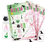 JIROWUS Wicked Party Game Bingo Cards for Adults 24 Players Green Pink Themed Witch Wicked Birthday Party Decorations for Birthday Party Home Party Board Game