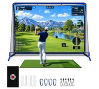 JIRTEMOT 10 ft x 7 ft Golf Net Cage - Indoor & Outdoor Golf Practice Net for Full Swing Training and Home Golf Simulator Setups