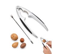 JIRVEX Nutcracker & Walnut Needle Set, 16 cm, Die-Cast Zinc, Polished & Ergonomic, for Walnuts, Hazelnuts, Brazil Nuts, Almonds, Nut Cracker, Grooved Insides, Non-Slip Handle