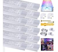 Jirvyuk Led Aluminum Profile with Crystal Cover for 12mm Led Strip Light, 12Pack 1m/3.3ft U Shape Led Channel Diffuser Track Trunking with End Caps, Metal Mounting Clips and 90 Degree Corner Connector