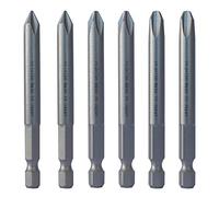 JIS B4633 1/4" Hex Screw Driver Bits | Made in Japan (+1 +2 +3 X 75mm - 6 Pcs)
