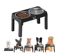 Jisadelio Raised Dog Bowl - 5-Way Height Adjustable Removable - Raised Cat Bowls Made of Stainless Steel - for Small Medium Large Dogs Cats Puppies Indoor Home