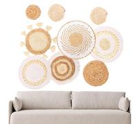 Jisadelio Woven Wall Decor,Handwoven Boho Farmhouse Decorations,9-pieces Woven Wall Baskets | for Home Room Bedroom Kitchen Nursery Office Dorm Apartment House