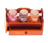 JISADER 1:12 Candy Jars Dollhouse Food Jars Landscaping Pretend Play Doll House Miniature Storage Shelf for Kitchen Dessert Stall, Brown