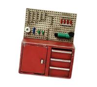 JISADER 1/64 Scale Garage Workbench - Display Ornament - Original Craftsmanship - Miniature Sculpture - Diorama - Mechanic's Garage Accessories, red old