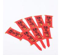 JISADER 100 Pcs Plant Labels, Waterproof Plastic Red Scroll Garden Markers with Chinese Blessings, Sturdy Decorative Insert Tags for Outdoor Potted Plants