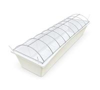 JISADER 100cm Chicken Feeder, Flat Bottom Feeder with 18 Hole Perforated Panel, Chick Trough Feeder for Coops & Small Flocks, ivory