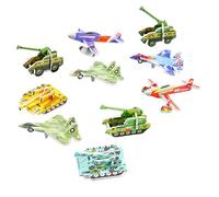 JISADER 10Pcs Cartoon Puzzle Creativity Imagination Stem Toys Learning Activities Shape Matching Puzzle for Children Babies Preschool, Aircraft Tanks