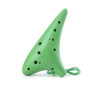 JISADER 12-Hole Alto C Ocarina, Durable ABS Plastic Wind Musical Instrument with A4-F6 Range and Neck Strap, Portable Flute for Beginners, Students & Casual Players (Green)