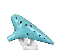JISADER 12 Hole Alto Musical Instrument for Beginners, Easy to Learn Ocarina with Beautiful Sound, Ceramic Instrument for Music Students,Beginner, Gift for Adults, Light Blue, Cracked Glaze