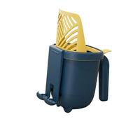 JISADER 2-in-1 waste collector and Storage Box with built collector PP Material Cat Waste Bin for Kitten waste, Practical Cat Owner Gifts, Blue and Yellow