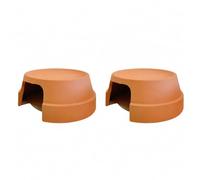 JISADER 2-Pack Ceramic Reptile Shelter, Hexagonal Turtle Hide & Snake Hide, Extended Height Gecko Cave for Terrarium, Yellow-Edged Red Pottery Habitat Decor, Extended Height 13cm Small Cer