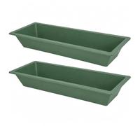 JISADER 2-Pack Pig Feeder Trough, 60cm Heavy Duty Rectangular Livestock Waterer, Thick Green Plastic Feeding Bowl for Farm Barns, Sheep And Goats