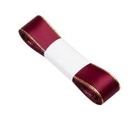 JISADER 22 mm x 5 m Satin Ribbon Wine Red Fabric Ribbon with Gold Edges Borderfor Cake Decoration, Flower Arrangement, Wedding, Party Decor, DIY Crafts, Birthday, Christmas, Dark Red