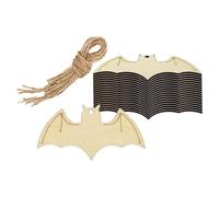 JISADER 30 Pieces Halloween Bat Wooden Cutouts Unfinished Wooden Cutouts with Rope Versatile DIY Halloween Wood Cut Outs Wood Slices