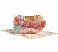 JISADER 3D Floral Spring-up Card Long Keepsake Gift Item Cut Paper Goods for Children, Daughters, Mother's Day, Home Decor, Office Desk Decoration