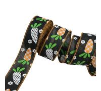 JISADER 4.57M Easter Decorative Ribbon Festive Design Easter Hare and Carrot Ribbon DIY Crafts Material Trim for Crafters, Home Decor Enthusiasts, Wreath Making, Style 5