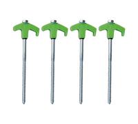 JISADER 4 Pieces Tent Stakes Screw Anchors Ground Pegs Spiral Nails Heavy Duty PP Material Suitable for Hiking Garden Use, Green
