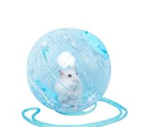JISADER 5.7 Inch Clear Hamster Exercise Sphere, 15cm Hamster Running Spheres with Rope Attachment, Ventilated Toy for Dwarf Breeds, azure