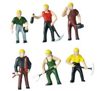 JISADER 6Pcs Miniature Figures Model 1:87 Scale Building Figurines Diorama Construction Men Sand Table Mini Diorama Worker Figure