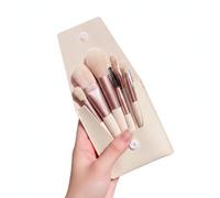 JISADER 8-Piece Makeup Brush Set for Comprehensive Application, with Portable, Synthetic Fiber Makeup Brushes, Cream Apricot, Beige