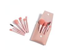 JISADER 8-Piece Makeup Brush Set for Comprehensive Application, with Portable, Synthetic Fiber Makeup Brushes, Nude Pink, Pink