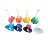 JISADER 8Pcs Hand Bells Colorful Diatonic Metal Bells Musical Bells Colorful Handbells Musical Instrument for