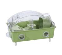 JISADER Acrylic Hamster Cage with Double Layer Layout, Fully Transparent Indoor Pet Enclosure for Dwarf Hamsters, Starter Kit with Exercise Wheel and Tiers, Grass Green, Green