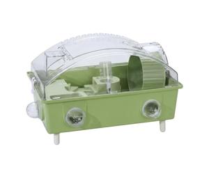 JISADER Acrylic Hamster Cage with Double Layer Layout, Fully Transparent Indoor Pet Enclosure for Dwarf Hamsters, Starter Kit with Exercise Wheel and Tiers, Grass Green, Green
