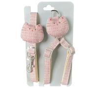 JISADER Adjustable Cat Harness and Dog Harness Vest Set, Breathable Nylon Cat Leash and Dog Leash, Not Retractable Training Leash for Outdoor Pet Travel, Pink, Pink