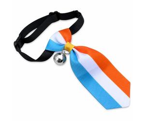 JISADER Adjustable Cat with Bell, Pet for Kitten and Dog, British Style Design, Orange White Blue, Multicolor, S