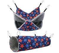 JISADER All Season and Tunnel Set for Hamster Toys, Waterproof Double-Layer Guinea Pig Bed, Hanging Cage for Ferrets and Small Animals, azure, Red, White, celestial bodies