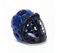 JISADER Arts Headgear Cage Helmet Impact Absorbing Padding Breathable Structure Reliable Closure Suitable for Karate Taekwondo Kendo Fencing Practice, Blue, S