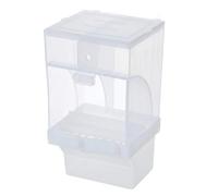 JISADER Automatic Bird Feeder and Dispenser, Transparent Cage Hanging Mount with Perch, Anti-Spill Parrot Cockatiel Budgie Accessories Small, Modern, Minimalist