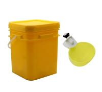 JISADER Automatic Chicken Waterer Reservoir with Multiple Cups, Large 12L Fowl Drinker and Chicken Drinker Setup, Yellow Bucket with Yellow and
